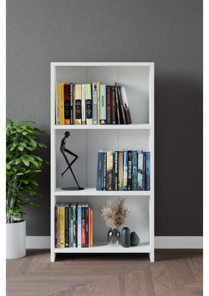 Yağmur 3 Raflı Çok Amaçlı Dolap - Kitaplık Beyaz