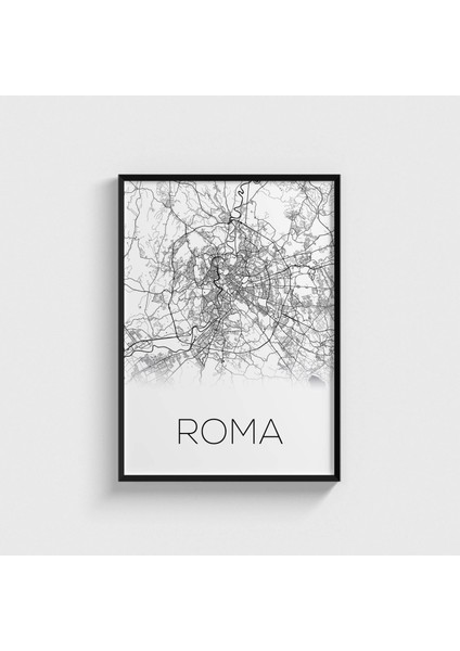 Roma Harita Çerçeveli Tablo Ev Oda Duvar Dekorasyonu