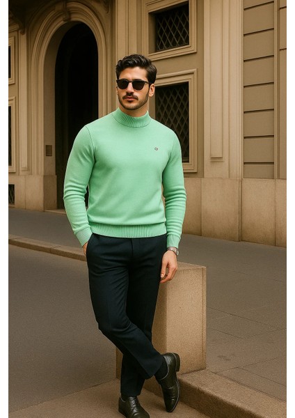 Erkek Günlük Mint Yarım Balıkçı Yaka Kazak fırsatları