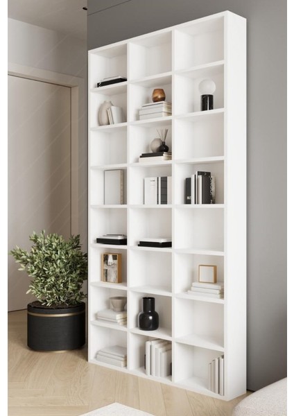 Zeynep 24 Raflı Çok Amaçlı Dolap - Kitaplık Beyaz modelleri