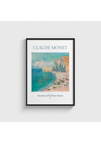 Claude Monet - The Beach And The Falaise D&#8217;AMONT Çerçeveli Tablo Ev Oda Duvar Dekorasyonu
