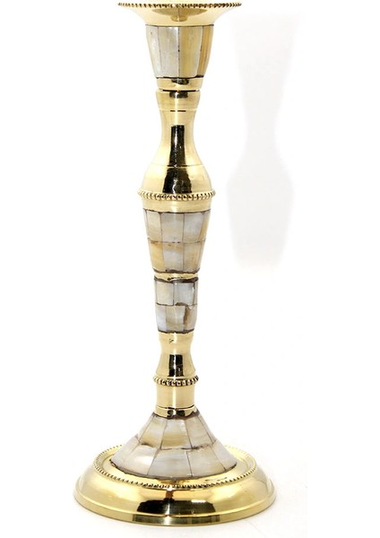 Buğz Tekli Pirinç Sedefli Şamdan Model 1