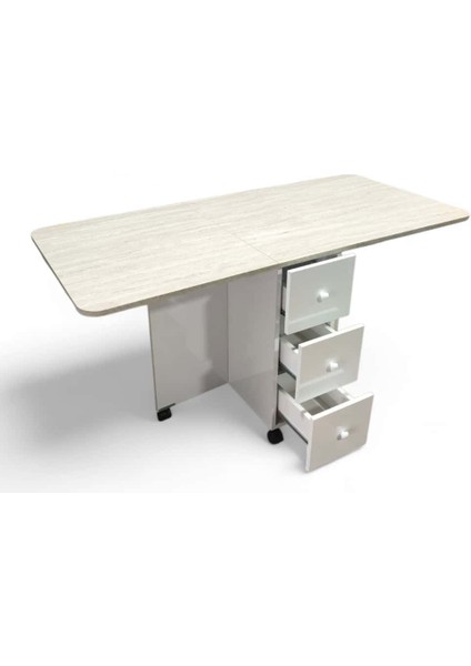 Katlanır Mutfak Yemek Çalışma Masası, 3 Çekmeceli, Çam fiyatları