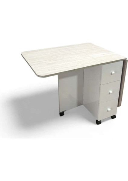 Katlanır Mutfak Yemek Çalışma Masası, 3 Çekmeceli, Çam fırsatları