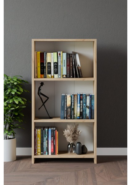Yağmur 3 Raflı Çok Amaçlı Dolap - Kitaplık Safir Meşe