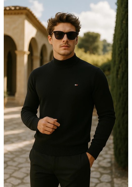 Erkek Basic Premium Comfort Uzun Siyah Kazak fiyatları