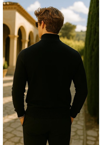 Erkek Basic Premium Comfort Uzun Siyah Kazak indirimleri