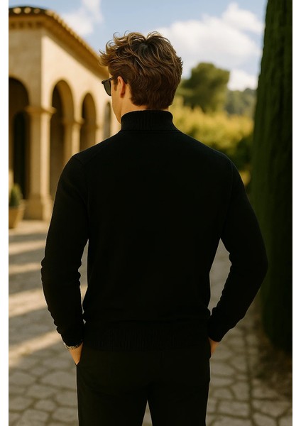 Erkek Basic Premium Comfort Uzun Siyah Kazak