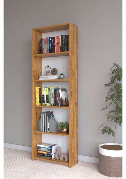 Nisa 5 Raflı Geniş Çok Amaçlı Dolap - Kitaplık Atlantik Çam modelleri