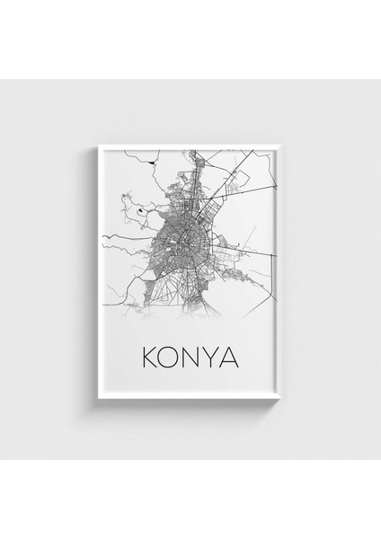 Konya Harita Çerçeveli Tablo Ev Oda Duvar Dekorasyonu
