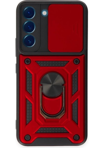 Samsung Galaxy S24 Kılıf Pars Lens Yüzüklü Silikon - Kırmızı