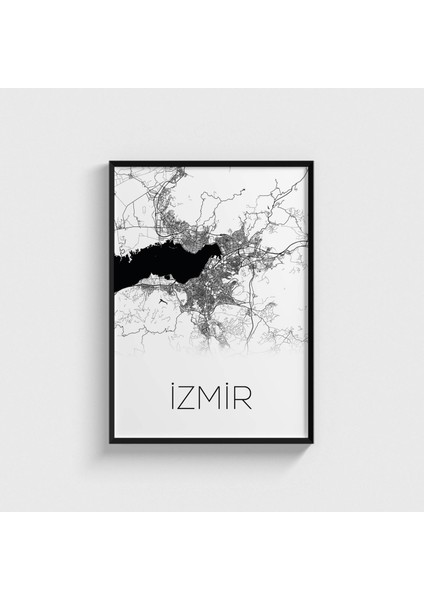 Izmir Harita Çerçeveli Tablo Ev Oda Duvar Dekorasyonu