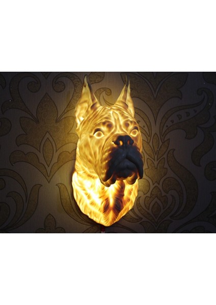 Pitbull Kafası Duvar Lambası, Karizmatik Hayvan Tasarımı, Modern Ev Dekoru ve Şık Aydınlatma