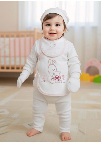 Bebek Zıbın Takımı – 5 Parça Yeni Doğan Hastane Çıkışı | Yumuşak Pamuklu, Hayvan Desenli