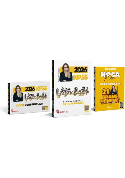 2026 KPSS Vatandaşlık Soru Bankası- Vatandaşlık Video Ders Notlar- Vatandaşlık 21 Branş Deneme 3 Lü Set