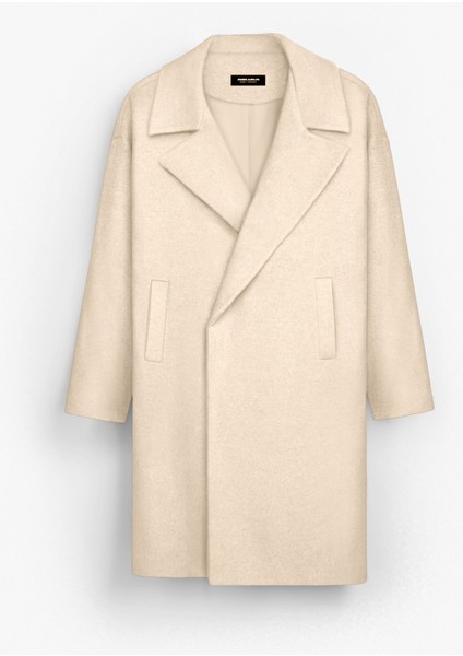 Erkek Oversize İtalyan Kaşe Kaban Bej