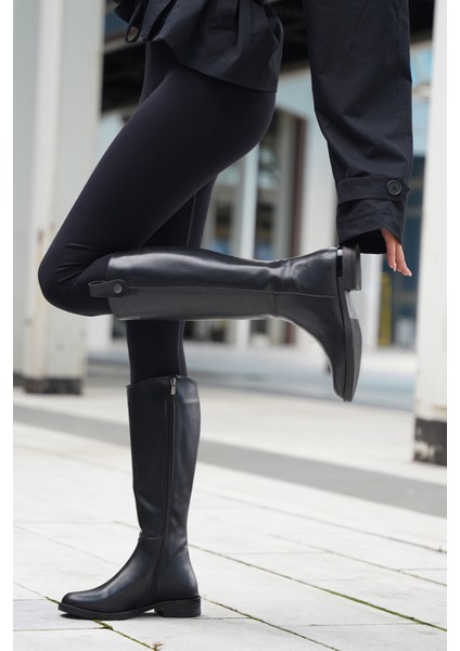 Kadın Günlük Çizme Dizaltı Fermuarlı Lindo Siyah fiyatları