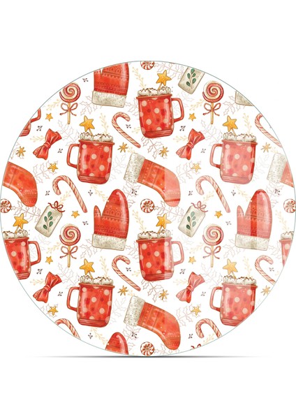 Cam Sunum Servis Tabağı 3'lü Yuvarlak Set Christmas Yılbaşı Desenli fırsatları