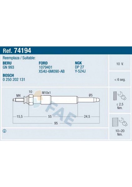 Xmpdby Kizdirma Bujisi Fiesta Iv-Focus-Focus Ii-Connect-Cmax-Smax-Galaxy-Mondeo 1.8 Tdci/1.8 D