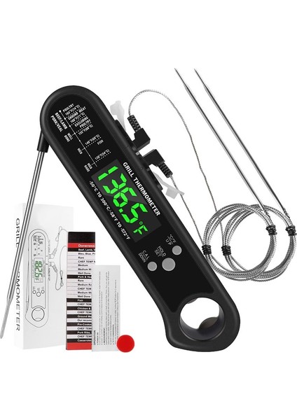 3&#39 Ü 1 Dijital Et Termometresi 2 Çıkarılabilir Kablolu Problu Kalibrasyon Alarm Fonksiyonlu Anında Okuma Gıda Termometresi (Yurt Dışından)
