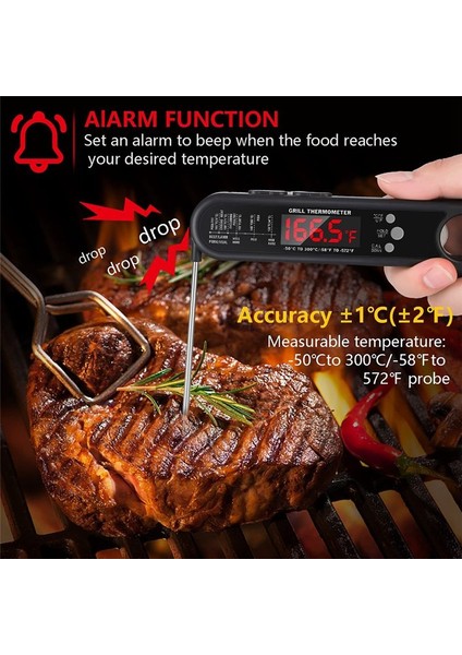 3&#39 Ü 1 Dijital Et Termometresi 2 Çıkarılabilir Kablolu Problu Kalibrasyon Alarm Fonksiyonlu Anında Okuma Gıda Termometresi (Yurt Dışından) fırsatları