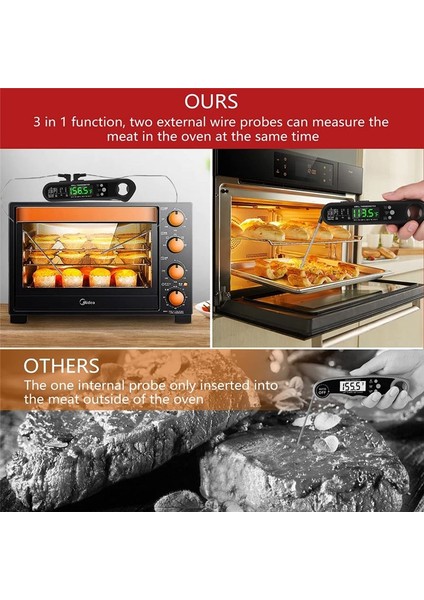 3&#39 Ü 1 Dijital Et Termometresi 2 Çıkarılabilir Kablolu Problu Kalibrasyon Alarm Fonksiyonlu Anında Okuma Gıda Termometresi (Yurt Dışından) indirimleri