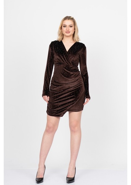 Velvet Luxe Draped Dress – Kadife Işıltı Elbisesi 50345