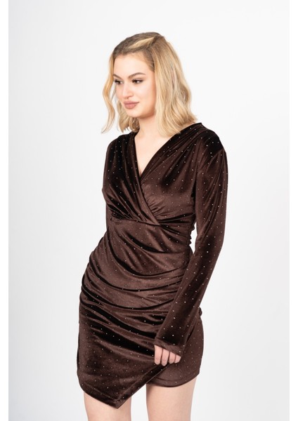 Velvet Luxe Draped Dress – Kadife Işıltı Elbisesi 50345 fiyatları