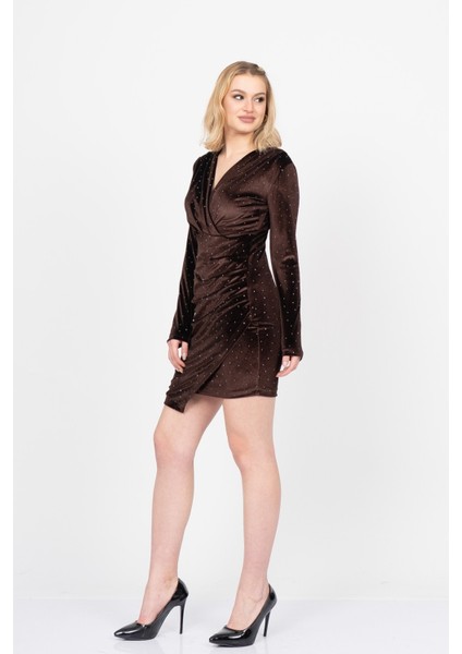 Velvet Luxe Draped Dress – Kadife Işıltı Elbisesi 50345 fırsatları
