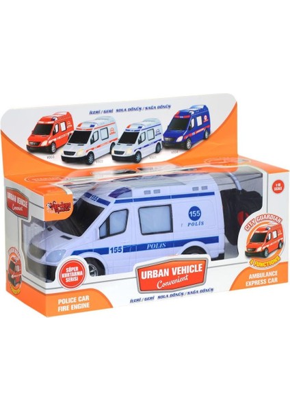 V001-2 V3 V004 Kumandalı Sesli Işıklı Polis Arabası-Jandarma-Ambulans-Itfaiye 1:18