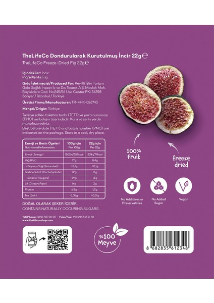Freeze Dried - Dondurularak Kurutulmuş Incir 22 G indirimleri