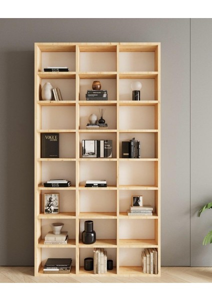 Zeynep 24 Raflı Çok Amaçlı Dolap - Kitaplık Safir Meşe
