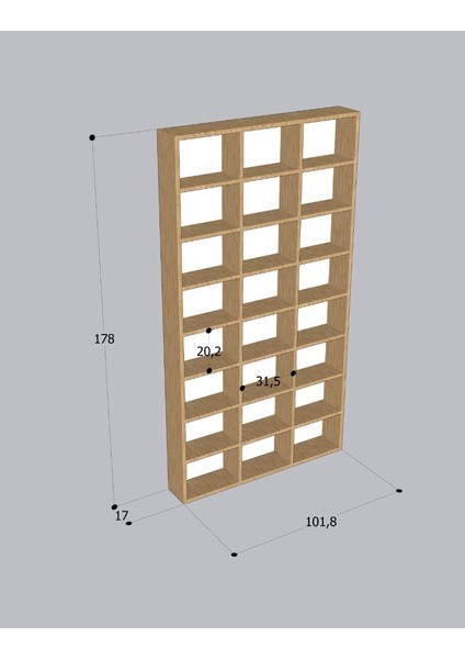 Zeynep 24 Raflı Çok Amaçlı Dolap - Kitaplık Safir Meşe fırsatları