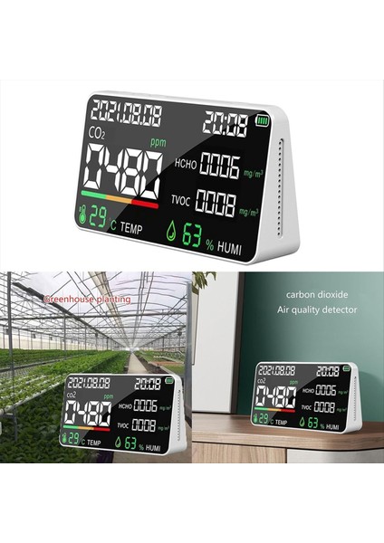 Hava Kalitesi Monitörü Hcho Tvoc Pm2 5 Pm1 0 Co 2 Sıcaklık Nemi ve Zaman Ekranı ile Hava Kalitesi Monitörü (Yurt Dışından) fırsatları