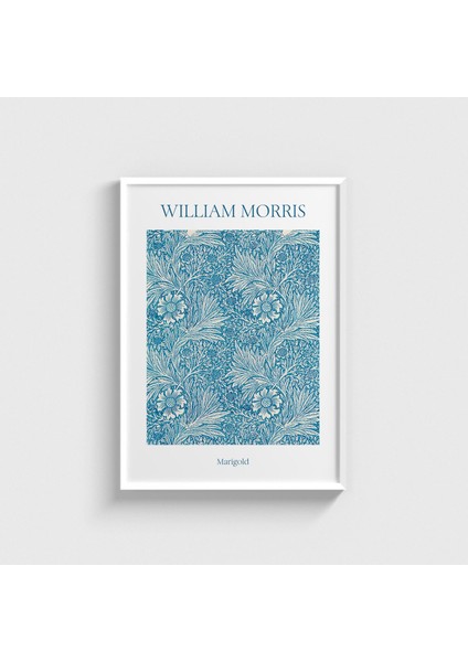 William Morris - Blue Marigold Çerçeveli Tablo Ev Oda Duvar Dekorasyonu
