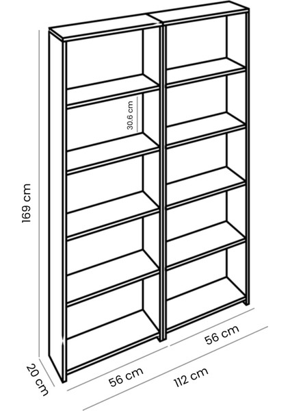 Musab 10 Raflı Çok Amaçlı Dolab - Kitaplık Atlantik Çam fırsatları