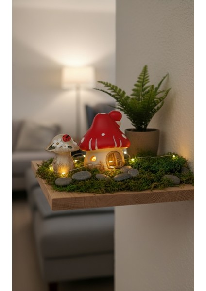 Mantar Ev Seti 2'li, Ev Dekorasyon, Biblo, Obje,