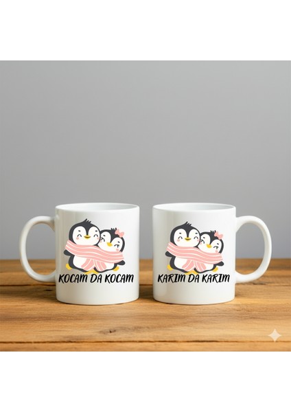 Kocam Da Kocam Karım Da Karım Baskılı 2'li-Hediyelik Seramik Kupa Bardak