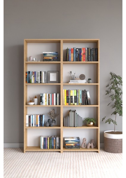 Musab 10 Raflı Çok Amaçlı Dolab - Kitaplık Safir Meşe