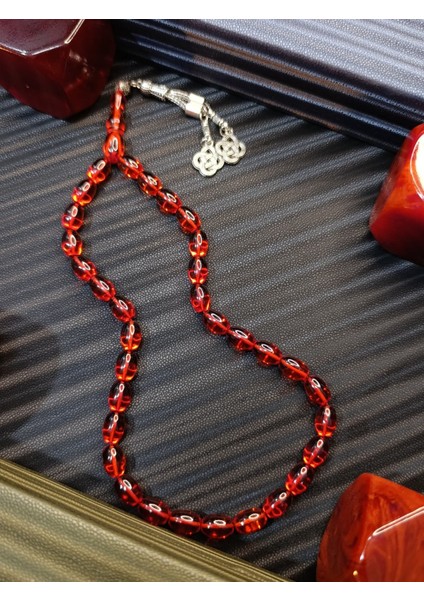 Ateş Kehribar Tesbih Kapsül Kesim