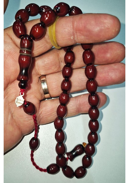 12X10MM Sürmeli Usta Mühürlü Sıkma Kehribar Tesbih