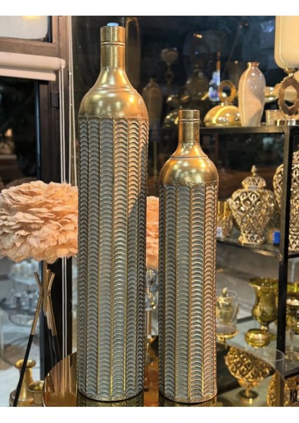 2'li Gold Telkari Vazo 100-80 cm