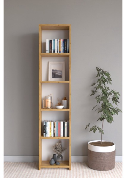 Emir 5 Raflı Çok Amaçlı Dolap - Kitaplık Safir Meşe