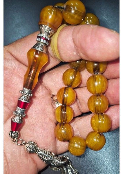 13MM Küre Taneli Nakkaş Işleme Imameli Efe Boy Sıkma Kehribar Tesbih modelleri