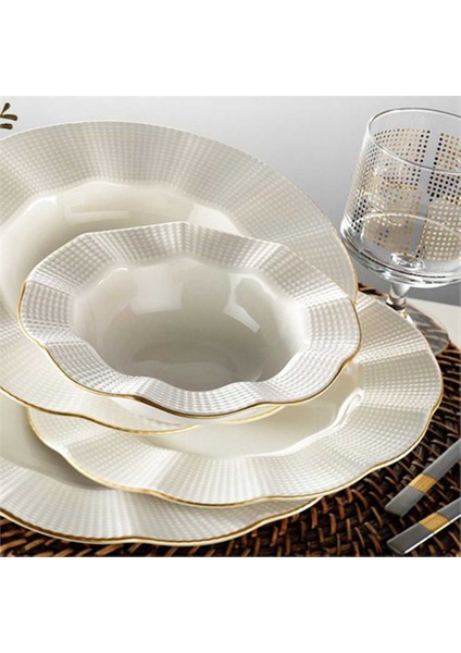 Milena 24 Parça 6 Kişilik Krem Fileli Yemek Seti modelleri