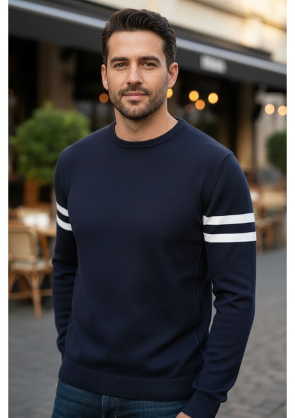 Erkek Triko Kol Çizgi Detaylı Kazak fiyatları