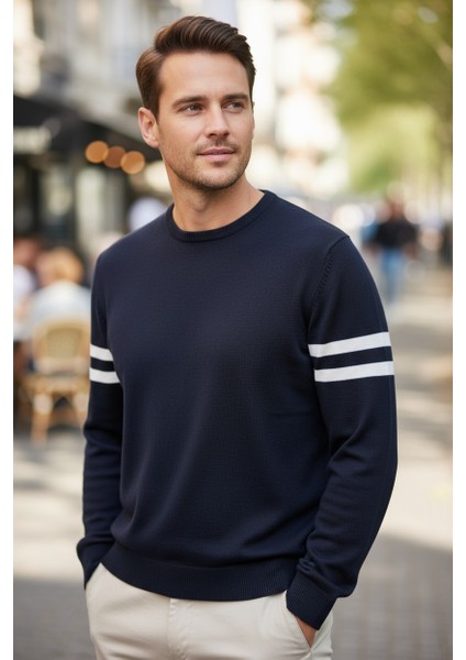 Erkek Triko Kol Çizgi Detaylı Kazak fırsatları