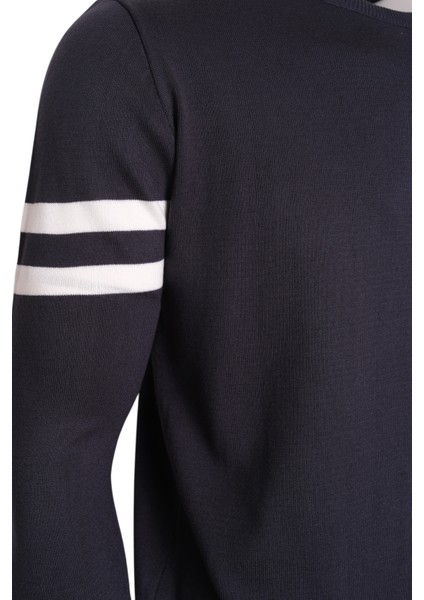 Erkek Triko Kol Çizgi Detaylı Kazak