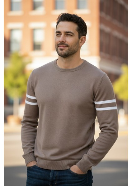 Erkek Triko Kol Çizgi Detaylı Kazak fiyatları