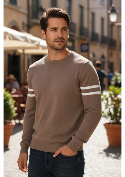 Erkek Triko Kol Çizgi Detaylı Kazak modelleri